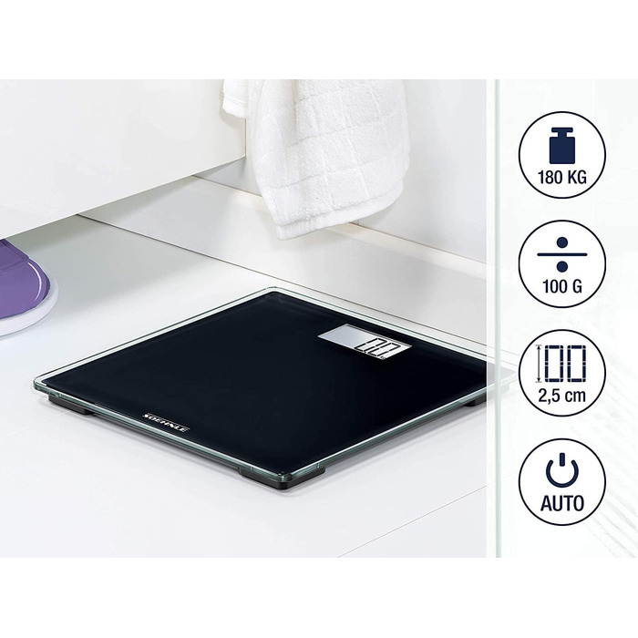 Компактні цифрові ваги Soehnle Style Sense на 100 осіб компактного розміру, ваги з РК-дисплеєм, що легко читаються, ваги для ванної кімнати в дуже плоскому дизайні