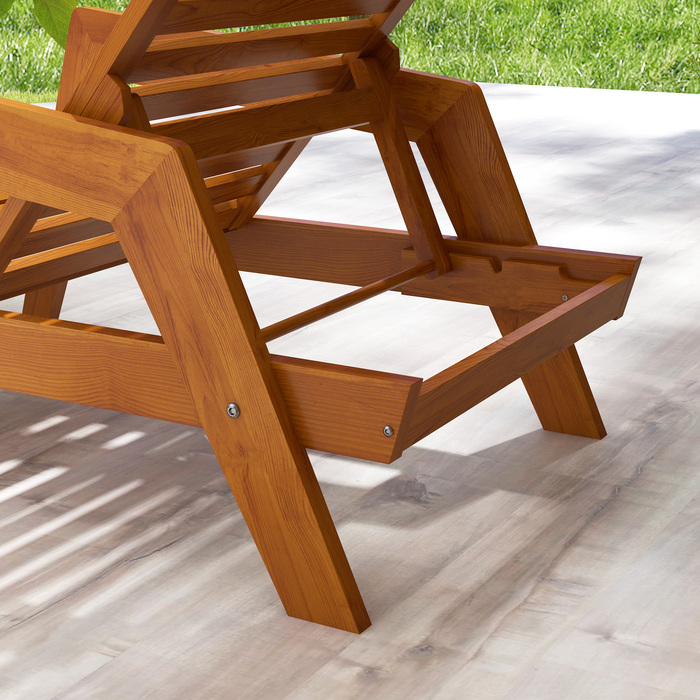 Шезлонг для саду, дерев'яний шезлонг, масивне дерево, 66 см x 190 см x 73,5 см, помаранчевий