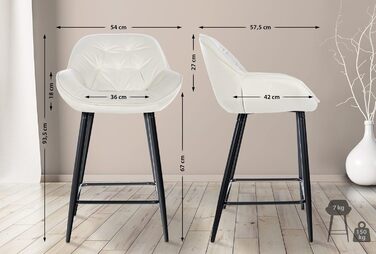 Барні стільці Gibson, 2 шт. - рожеві, з підніжкою, з велюру, для кухні/бару