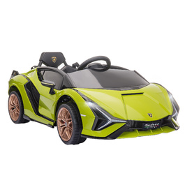 Дитячий електромобіль HOMCOM Lamborghini, 3-5 км/год, з дистанційним керуванням, для дітей 3-5 років, колір: зелений