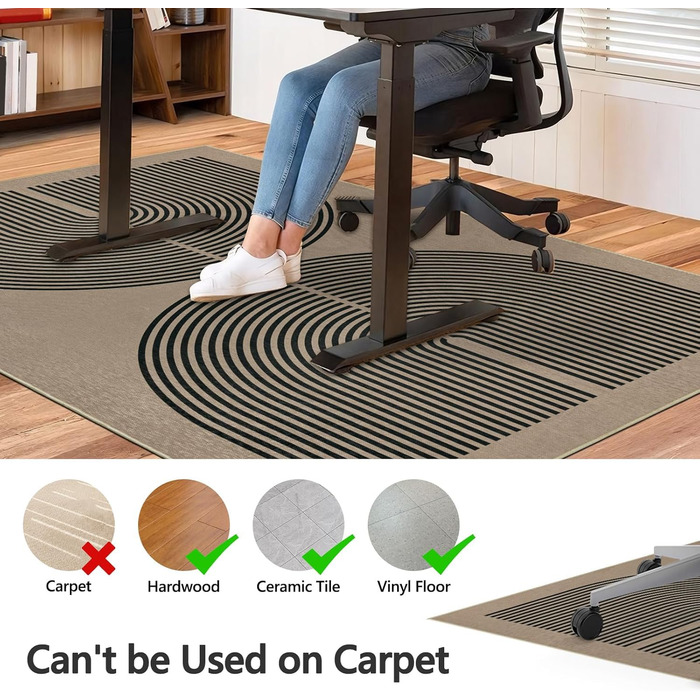 Килимок під офісний стілець Regenbogen для килима, ковроліну, паркету, 90x120 см (Чорний)