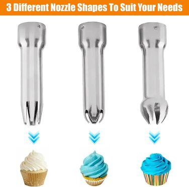 Професійний дозатор для вершків з нержавіючої сталі, 500 мл, з 3 насадками та щіткою для чищення