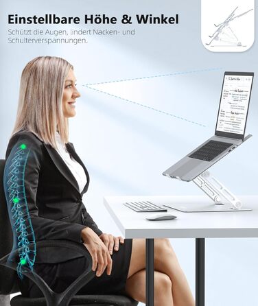 Підставка для ноутбука BoYata: регульована висота, ергономічна, з вентиляцією, для MacBook, Dell, HP, Acer (10-17 дюймів)