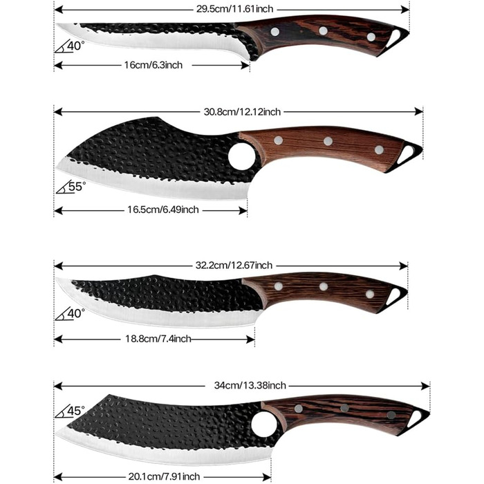 Набір кухонних ножів (2 шт) ручної роботи, японський гострий ніж для дому, з шкіряними піхвами