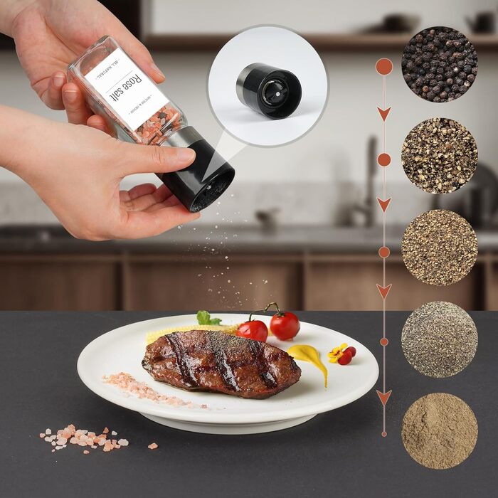 Набір скляних банок для спецій з дерев'яними кришками з акації, 24 шт. по 120 мл (кутові)