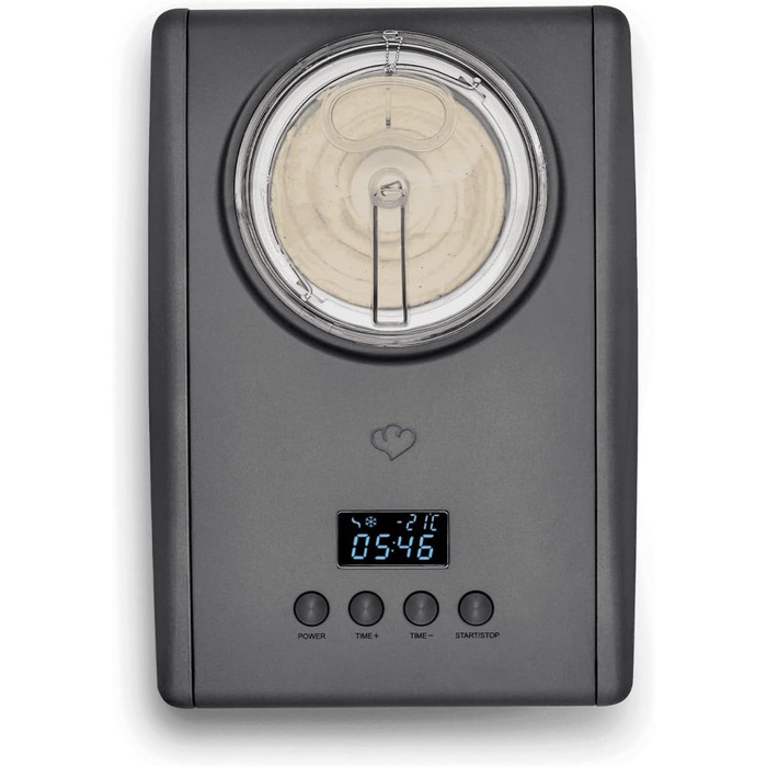 Електрична морозивомашина Springlane 1.5L з самоохолоджуючим компресором 150W, з нержавіючої сталі з знімним контейнером для льоду, з рецептами (морозиво)