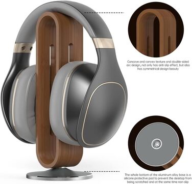 Підставка для навушників EHOTER з дерева, U-подібний дизайн, універсальна, для всіх розмірів навушників