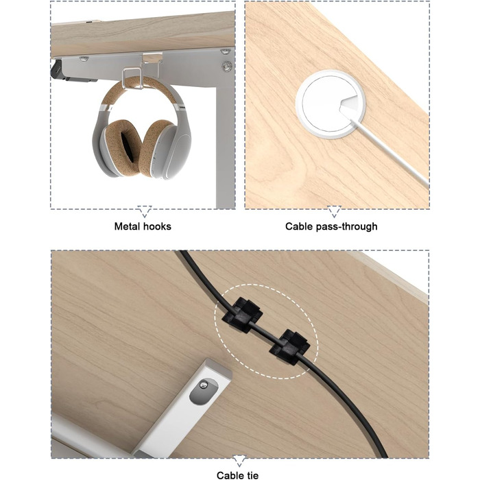 Електричний регульований стіл JUMMICO з USB-портом для зарядки, 120 x 60 см, Бежевий