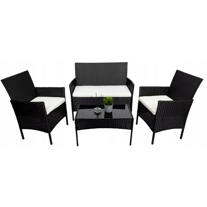 Комплект садових меблів Rino з ротанга, чорний, 7 предметів
