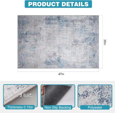 Килимок під офісне крісло 90x120 см, захист для підлоги, неслизька підкладка, для ламінату та плитки (90 x 120 см, блакитно-сірий абстрактний)