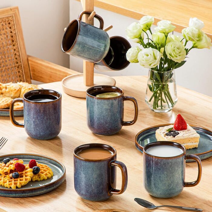 Набір посуду Vancasso Steingut 24 елементи, на 8 осіб: тарілки, салатники, миски. Серія ONION (блакитний), дизайн 