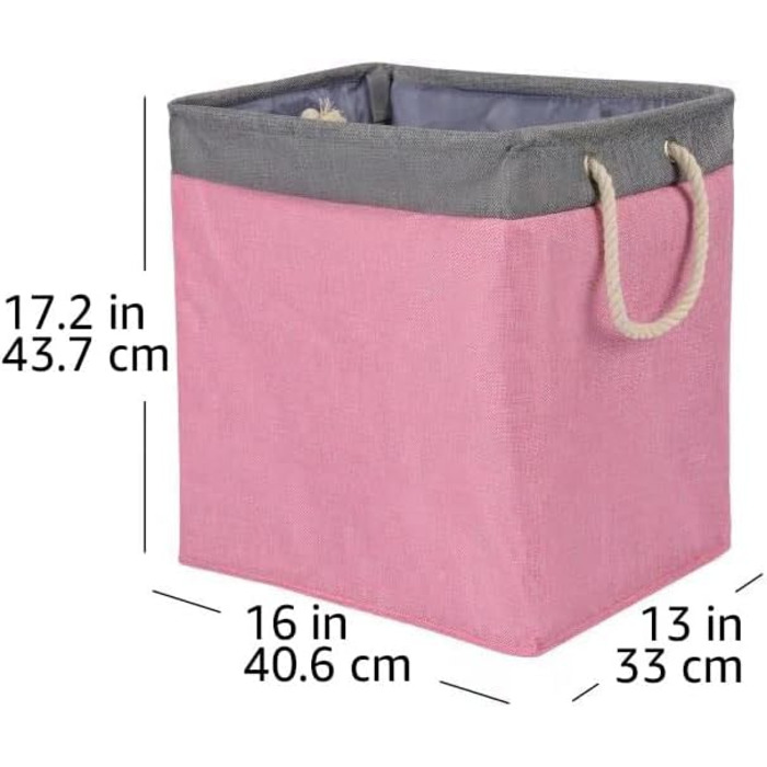 Тканинна корзина для білизни Domopolis Basics, складна, зі знімними кронштейнами, (рожевого кольору)