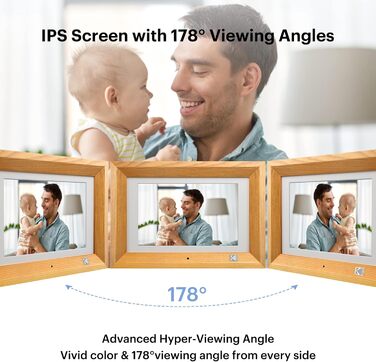 Цифровий фоторамка Kodak 10.1 дюймів з IPS-екраном, підтримкою USB/SD, відтворення фото/музики/відео, календарем та будильником, з пультом дистанційного керування (чорний)