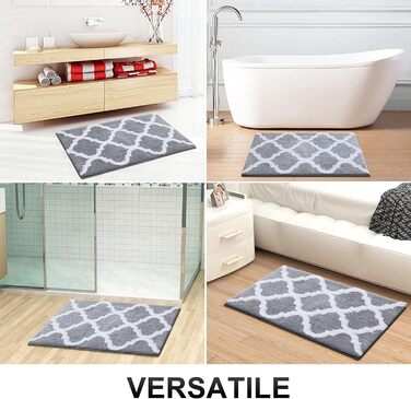 Килимок для ванної Homaxy Non-Slip Shaggy Bath Floor, пухнаста мікрофібра, 60x120 см, сірий