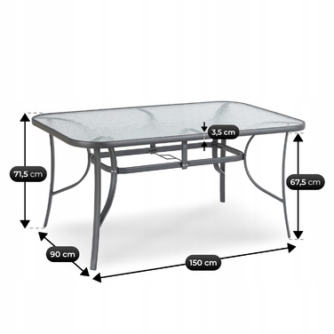 Комплект садових меблів MEBEL ELITE, сірий текстиль, 7 предметів