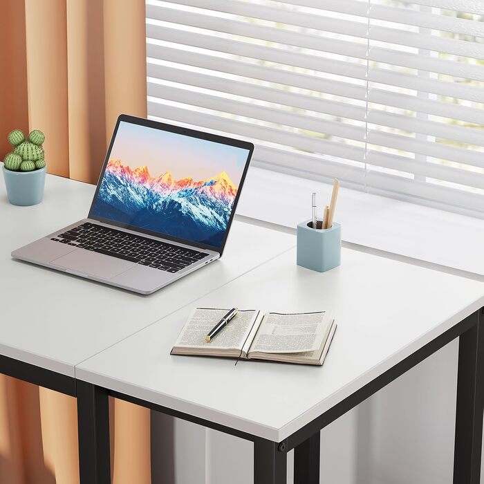 Комп'ютерний стіл WOHOMO білий, 100 см, з місцем для зберігання, для дому та офісу