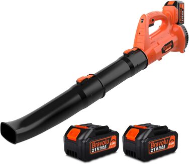 Акумуляторний повітродувач Bravolu 21V, 210 км/год, 4.0 Ah, 6 швидкостей (4000mAh x 2) з акумулятором та зарядним пристроєм