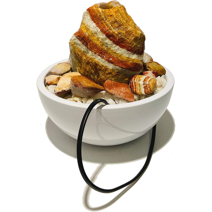 Фонтанчик для дому Zimmerbrunnen RS-01, справжній райдужний пісковик, маленький настільний фонтан (білий)