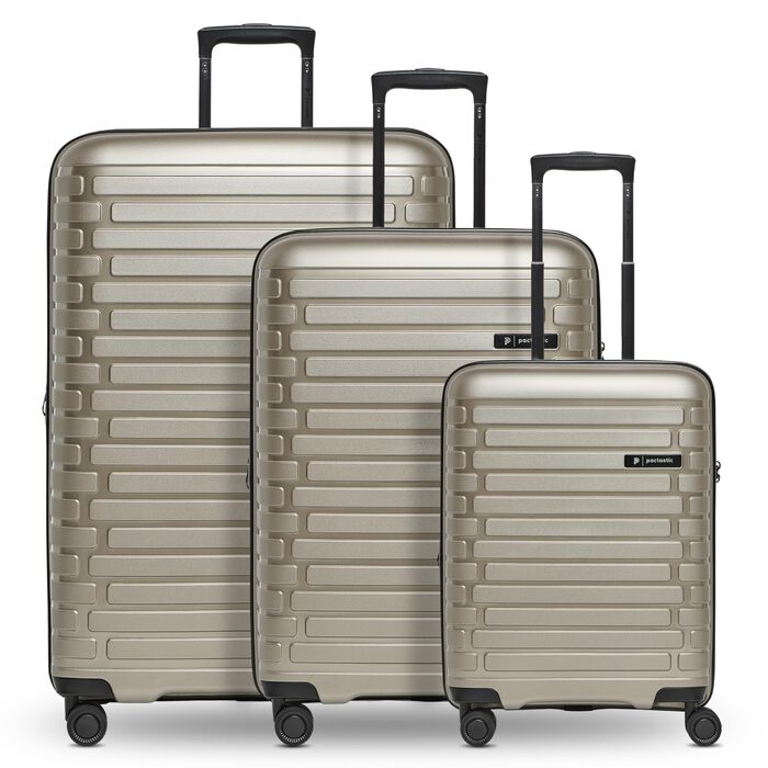Набір валіз Pactastic 3 шт. з поліпропілену | Розширюваний, з TSA-замком та 4 колесами | Для жінок та чоловіків (Collection 04) Champaign Metallic