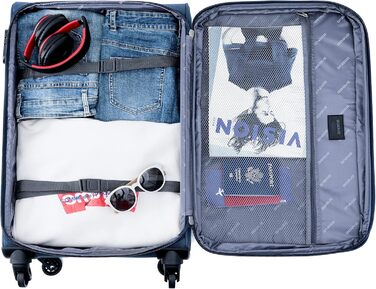 Чемодан BEIBYE з тканини, колір бірюзовий, середній, 64 см, з кодовим замком та додатковою кишенею