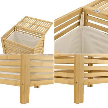Бамбуковий кошик для білизни Skvde 50,5 x 35,5 x 60 см Комод для білизни Збірник для білизни зі знімним мішком для білизни 65 л