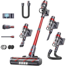 Акумуляторний пилосос SunSare бездротовий 50 кПа, 600 Вт, 65 хв з авторежимом, настінне кріплення, сенсорний екран, шланг 1м для підлоги, килимів, шерсті тварин, авто