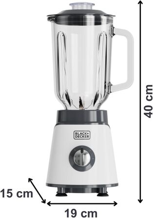 Блендер Black+Decker BXJB1201E 2200W з великим скляним глечиком 2.2L, 8 швидкостей, 6 лез з нержавіючої сталі, функція імпульсу, для смузі та подрібнення льоду, LED-дисплей, система безпеки