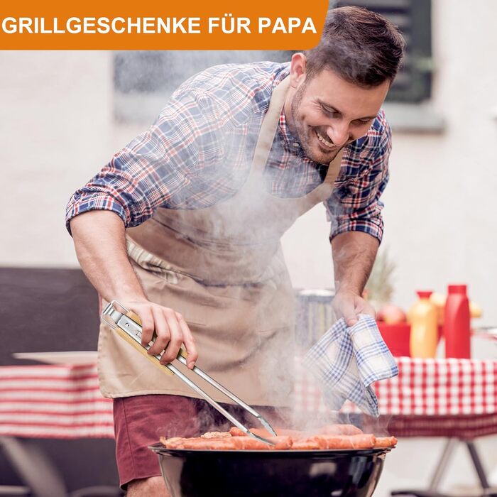 Набір барбекю Papa Geschenke: 4 шт. з нержавіючої сталі, аксесуари для гриля, подарунок для чоловіків, день народження, преміум-якість, набір інструментів для гриля в кейсі для саду та кемпінгу
