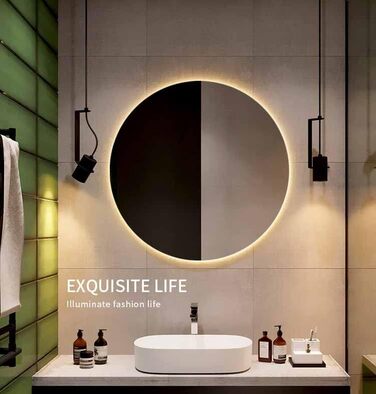 Дзеркало для ванної кімнати SensaHome кругле з LED-підсвічуванням, регульованою яскравістю, 70 см (80x80 см)