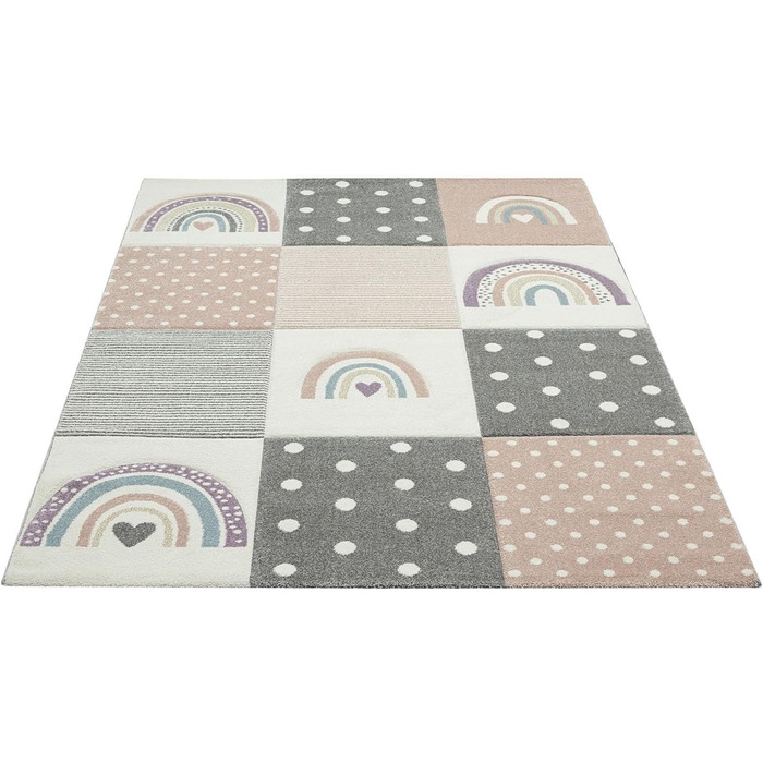 Дитячий килимок Merinos - Рожевий - Сірий - Поліпропілен - 120 x 170 см - Печворк