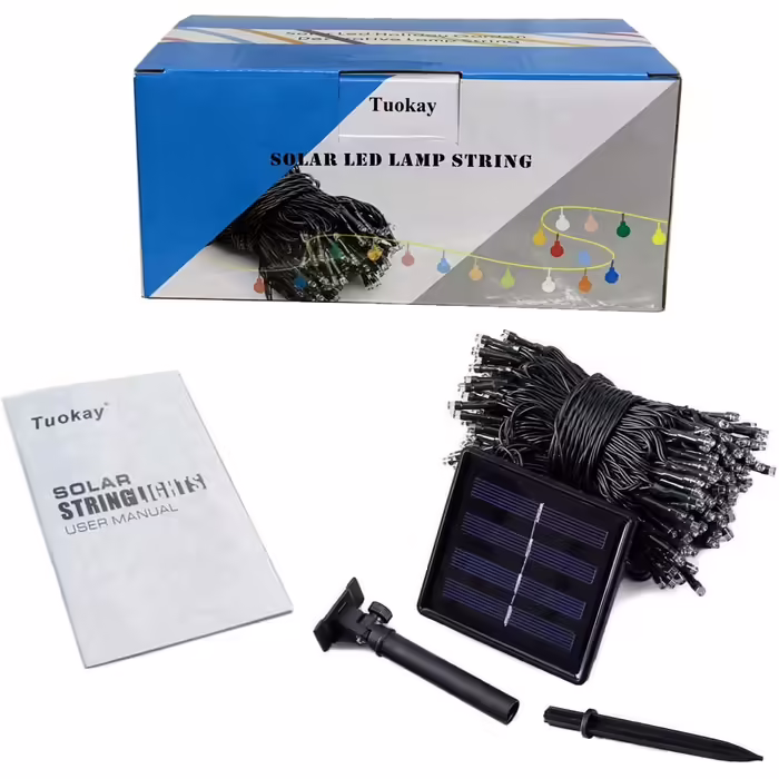 Tuokay Сонячна гірлянда 22м 200 LED, водонепроникна, 8 режимів, для вулиці, декор для саду, балкона, тераси, альтанки, газону, весільна декорація, червона