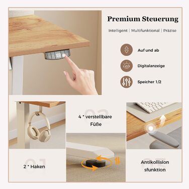 Регульований за висотою стіл Klicelor з двома ящиками, електричний, для офісу, 140 x 60 см