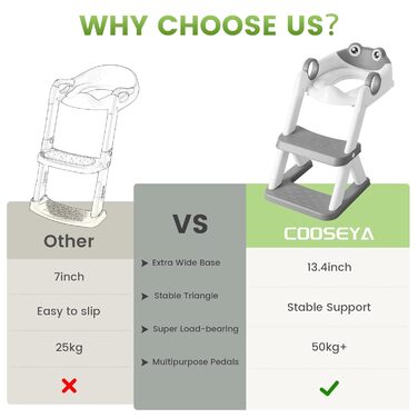 Унітаз-сходинки для дітей COOSEYA Frosch з драбинкою та сидінням для привчання до туалету, сірий (Gris Chiné 14)