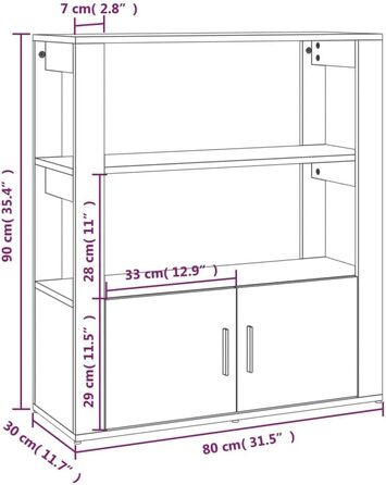 Сервант Шафа Credenza Бічна шафа Комод Багатофункціональна шафа Стояча шафа Книжкова шафа Стояча полиця 80x30x90 см інженерна деревина (бетон сірий)