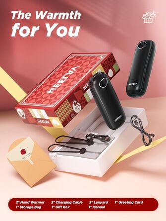 Електричні грілки для рук 10000mAh, 2 шт. [Подарункова коробка до Нового року] Повторно використовувані грілки USB для зими, для хворих на синдром Рейно, для активного відпочинку, ігор, павербанк (чорний)