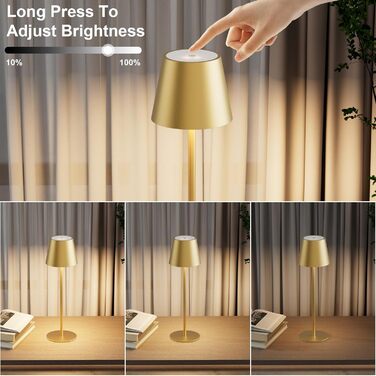 LED настільна лампа K-Bright 2 шт. з регулюванням яскравості, акумуляторна, бездротова, 3000K/4000K/6000K, USB-C, IP54, білий колір