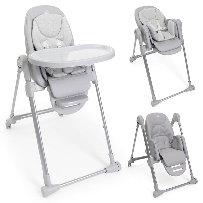Дитячий стільчик Chicco Polly Armonia 3в1, сірий, до 40 кг, 9 рівнів висоти, регульована підніжка