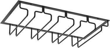 Тримач для келихів для вина Uten підвісний, металевий, 4 ряди, 8-12 келихів, антиокислювальний, для бару/кухні/кафе, чорний