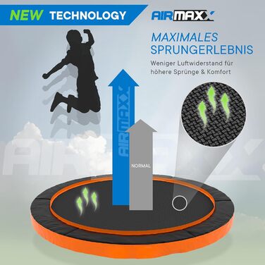 Батут KINETIC SPORTS Ultimate Pro Ø 366 см для дітей з драбиною та захисною сіткою - чорний/помаранчевий