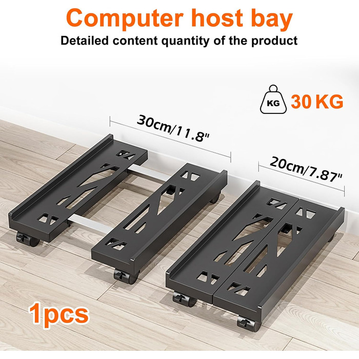 Підставка для комп'ютера SPORWAY: регульована платформа для системного блоку з 4 колесами, чорна