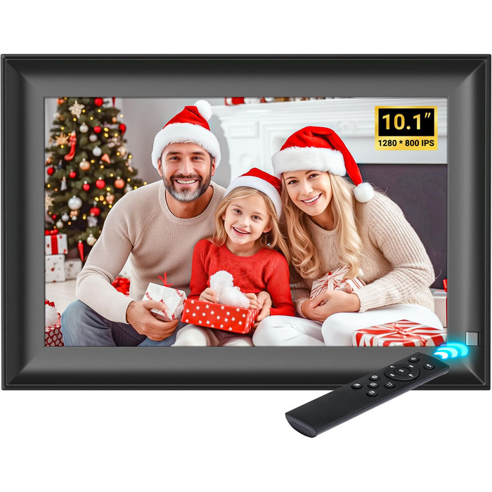 Цифровий фоторамка OBVHNUA 10.1' з 128 ГБ пам'яті, без Wi-Fi, IPS-дисплей 1280*800, відтворення фото, музики, відео, календар, USB/SD, настінний монтаж