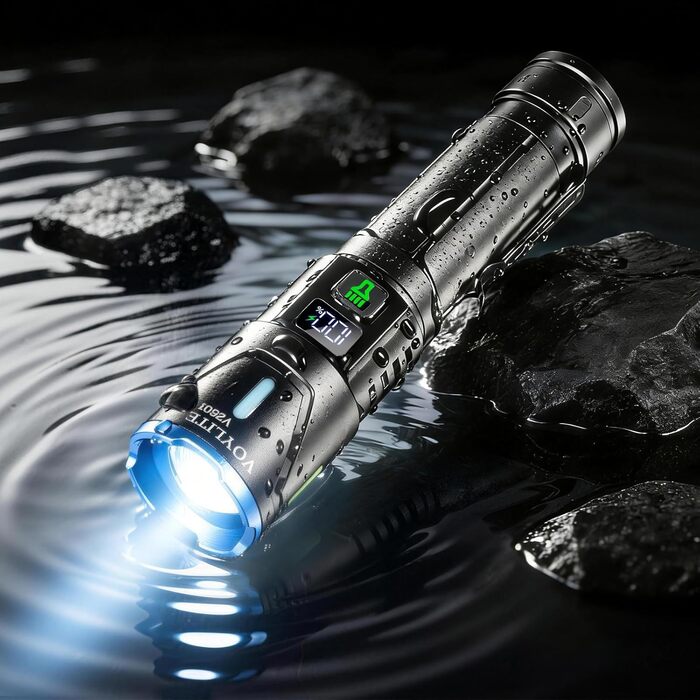 Набір тактичних LED ліхтарів (2 шт.) 1 000 000 Люмен, потужний зарядний ліхтар з зумом, 3 режими освітлення, водонепроникний IPX7 для кемпінгу та туризму, чорний з кольоровими акцентами