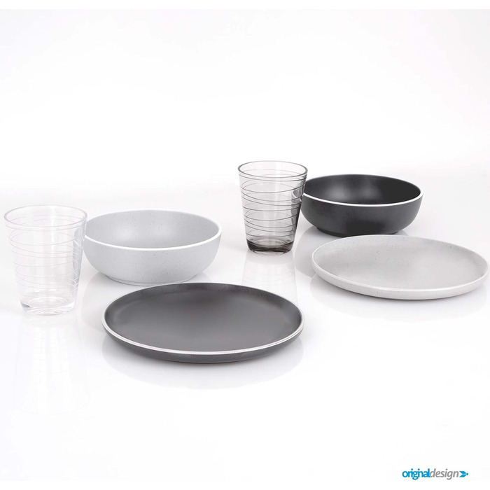 Набір посуду BRUNNER Melamin Camping | 12 предметів - тарілки та миски для 2-4 осіб | DOLOMIT Midday - Стійкий до подряпин, штакельний набір 12 предметів