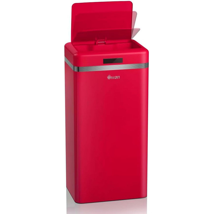 Відро для сміття Swan Retro з датчиком руху, 45 л, металеве, червоне. Інтелектуальний контейнер для переробки від Swan