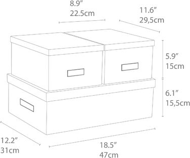 Набір з 3 коробок для зберігання для спальні, дитячої кімнати, офісу або ванної кімнати Штабельована коробка для зберігання з кришкою Коробки для зберігання з ДВП та паперу сірий (антрацит)