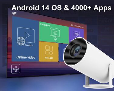 Портативний проєктор Mini Beamer 4K з Android 11: Smart, електричний фокус, 5G WiFi 6, BT 5.0, Full HD 1080P, 260ANSI, авто-корекція трапецеїдальних спотворень, 5W динамік