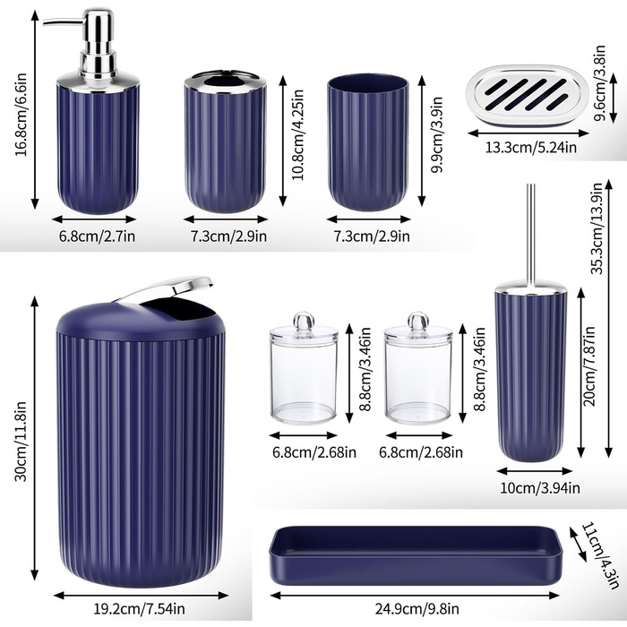Набір аксесуарів для ванної кімнати 9 шт. чорного та золотого кольору (Морський блакитний)