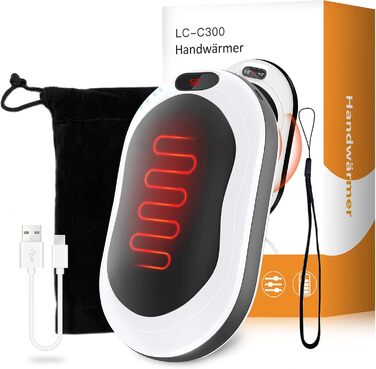 Електричний грілка для рук USB з акумулятором 10000mAh, 3 режими температури, для жінок та чоловіків, Outdoor, чорний