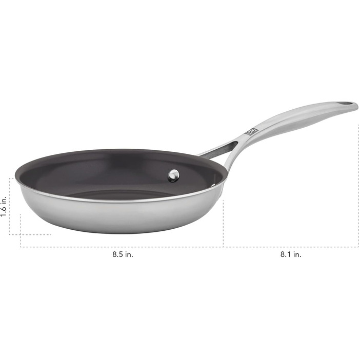 Набір сковорідок ZWILLING Spirit Energy + 2 шт., керамічне покриття, 25.4 см та 30.5 см (8 та 10 дюймів), нержавіюча сталь