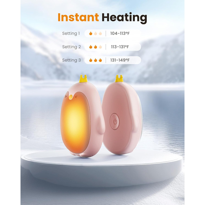 Електричні грілки для рук Gaiatop, 2 шт. з 3 режимами нагріву, магнітні, портативні, багаторазові. Ідеальні для кемпінгу, піших прогулянок, полювання, подарунок для жінок та чоловіків (світло-рожевий)